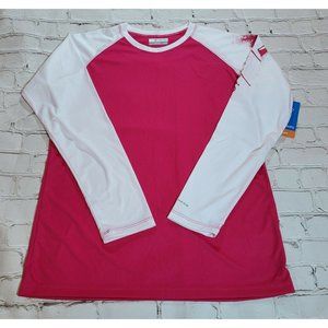 Columbia Omni-Shade NWT Youth Pink White Athletic Shirt Size L
